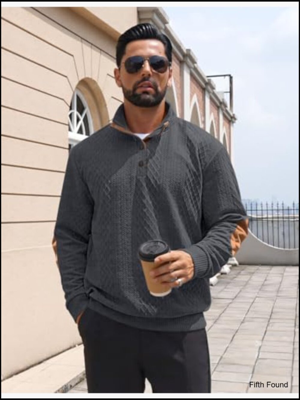 Crewneck Button Sweatshirt Long Sleeve Pullover Casual Quarter Button Top - Picture 3 of 7